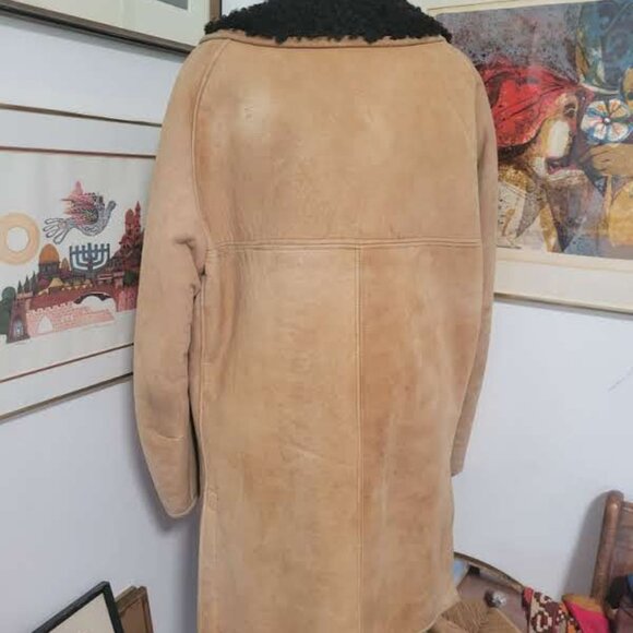 Vintage 70's Men's Sheepskin Coat Made in Scotland Size L - Picture 6 of 10
